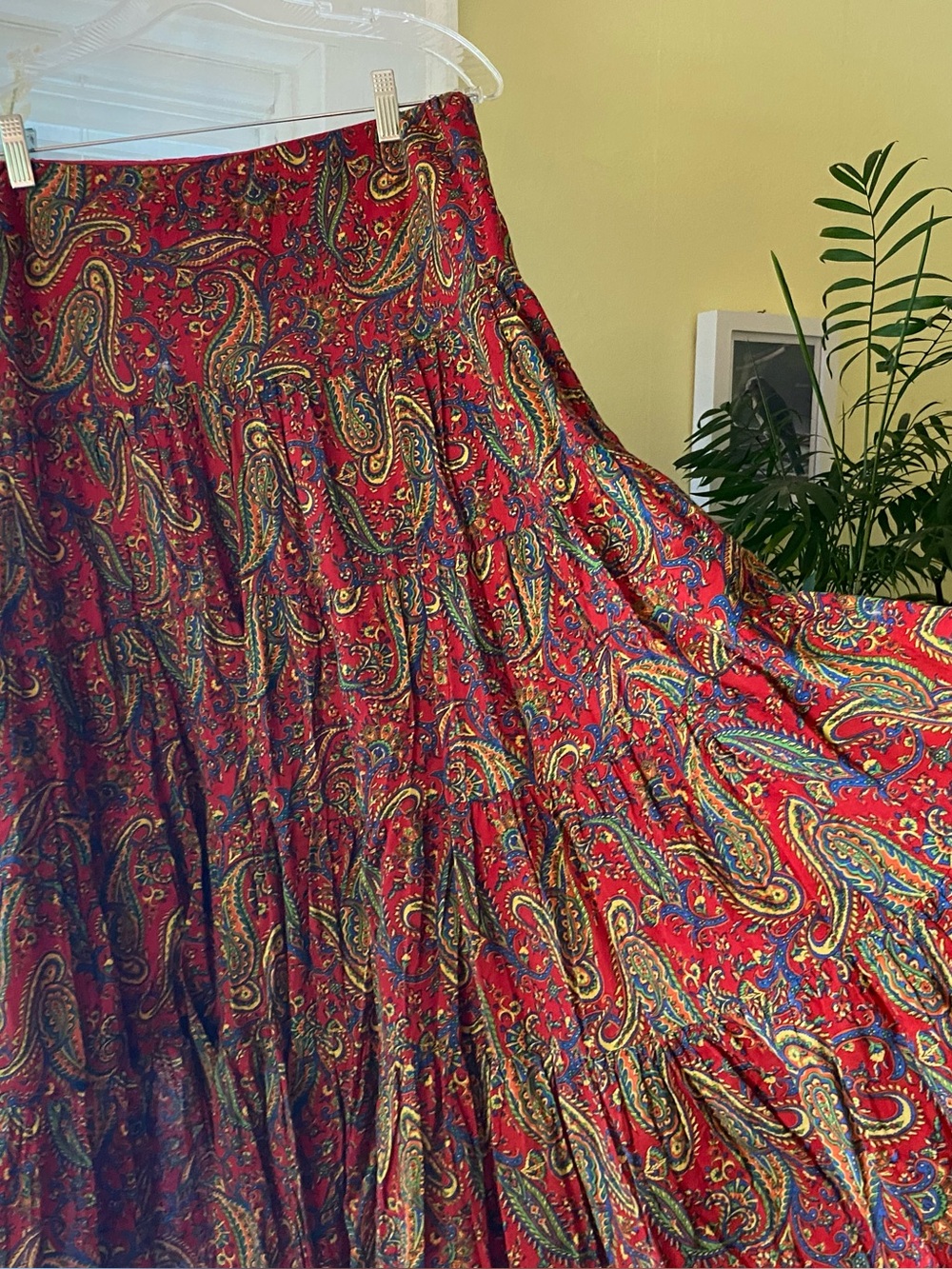 Ralph Lauren | Red Cotton Paisley Skirt